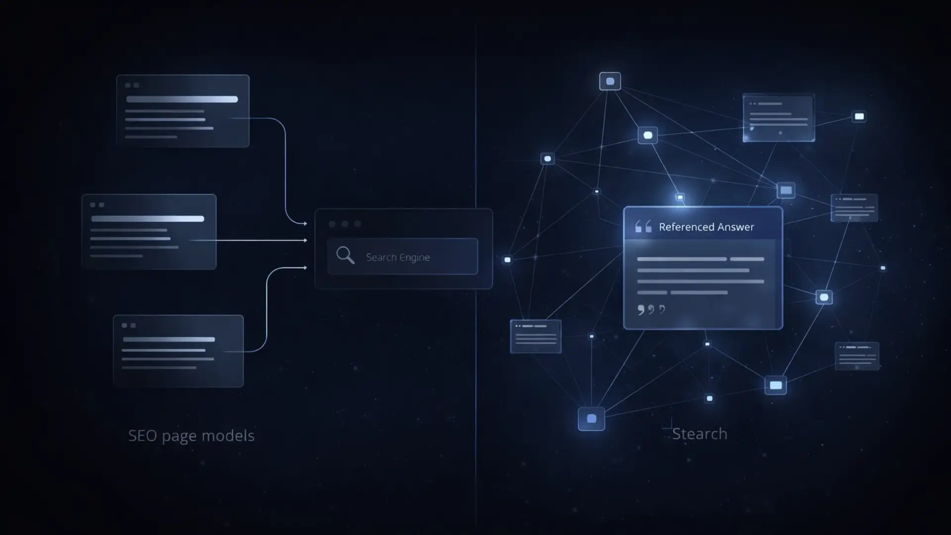 Visualisierung zu SEO, GEO und AEO in der AI-Suche